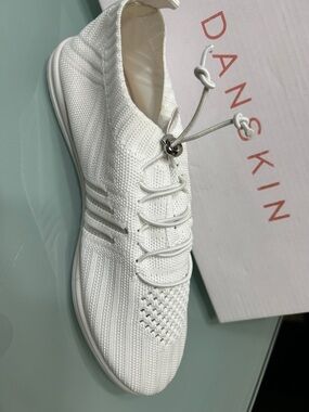 Danskin Men’s White Knit Slip-On Sneaker with Toggle Lace